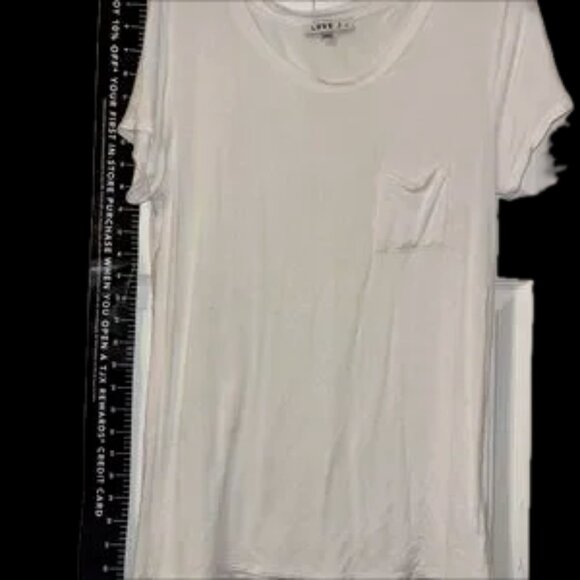 Love J White Crew Neck Tee pocket front cotton modal soft ! - Picture 8 of 9